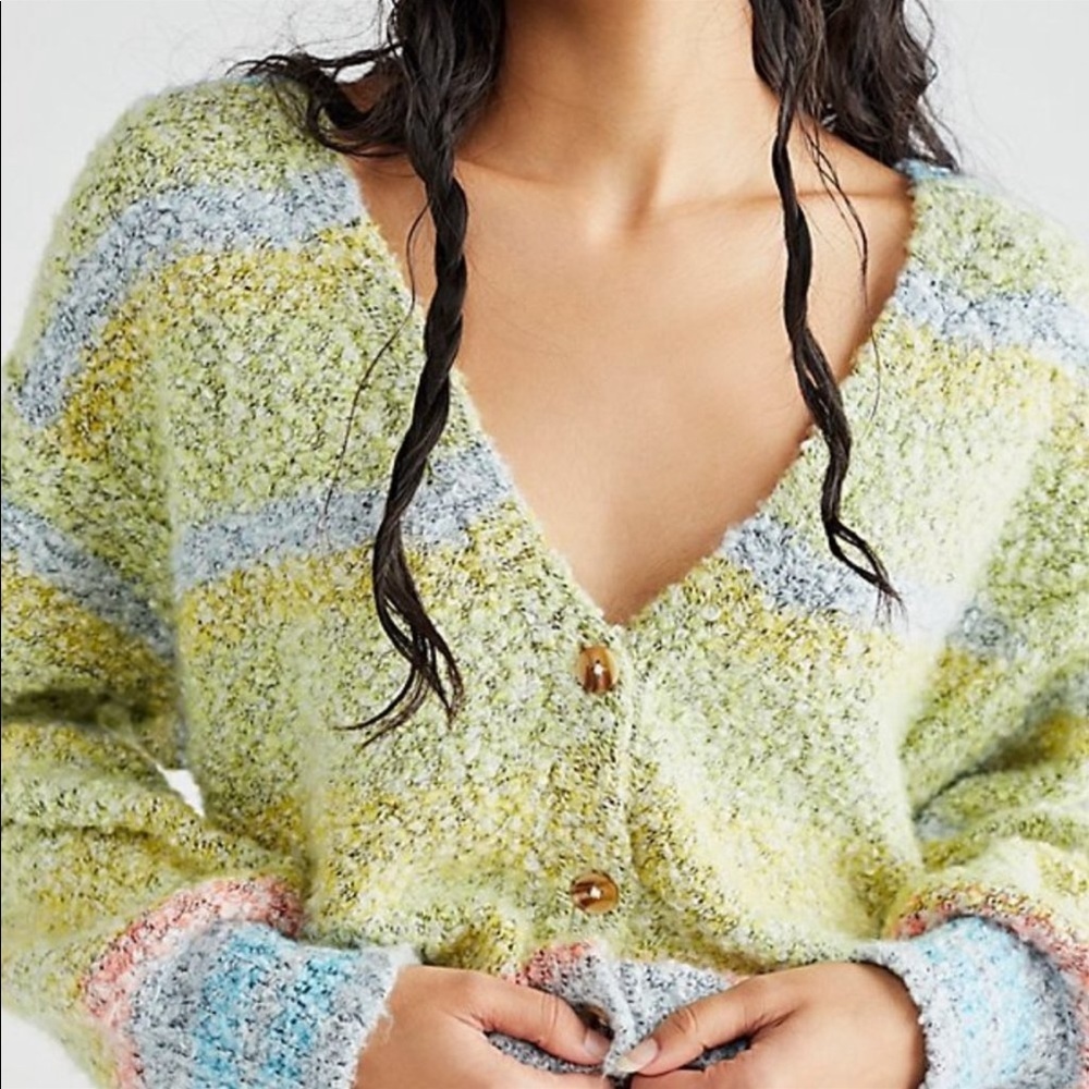 NWT Free People Soulmate Cardi in Candy Coated combo Cardigan Small - Picture 2 of 13